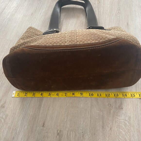 Authentic Coach Signature Soho Carry-all Shoulder Bag with Leather Straps/Buckle - Picture 3 of 6